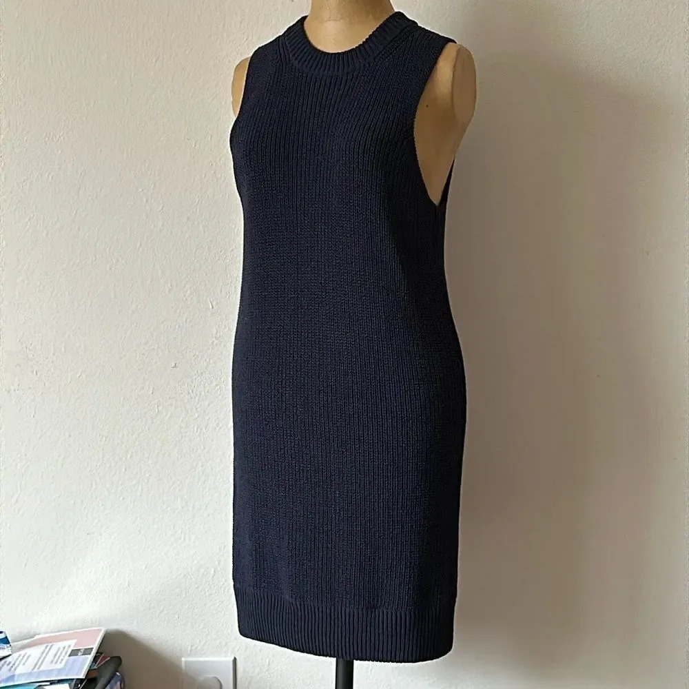 Brochu Walker sz S knit tank dress navy cotton blend great pre owned condition